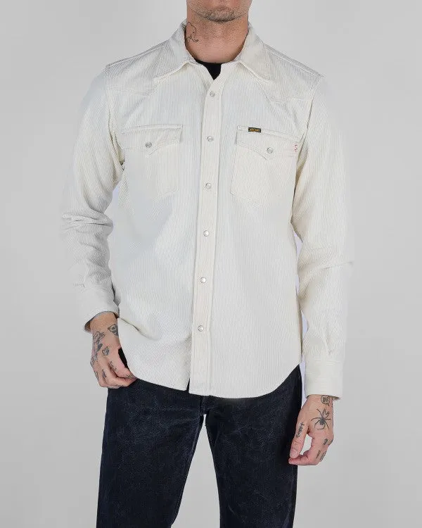 Iron Heart IHSH-398 11oz Corduroy Western Shirt - Off White