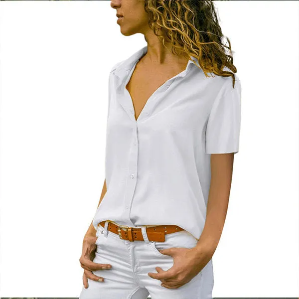 Ivyshape | Casual Short-Sleeved Polo Blouse for Women