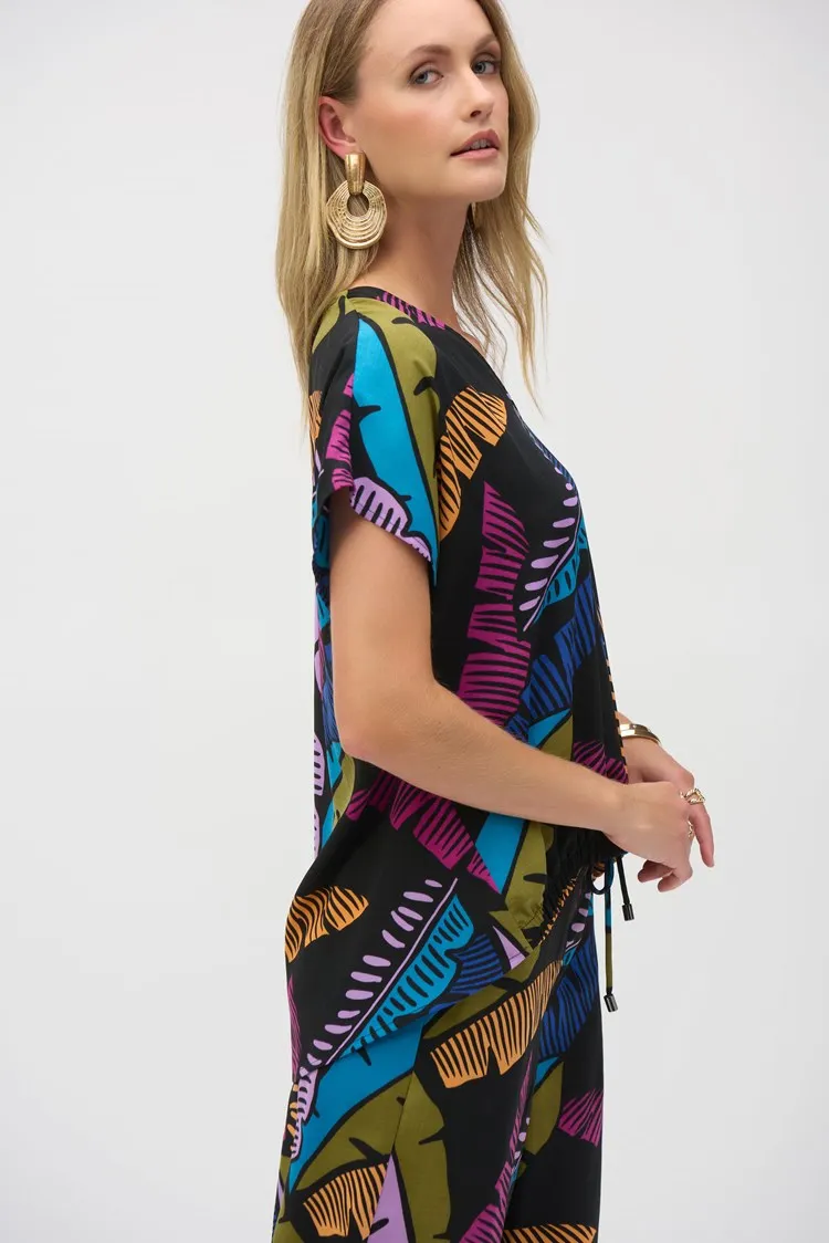 Joseph Ribkoff Gauze Tropical Print Boxy Top 252148 - Multi