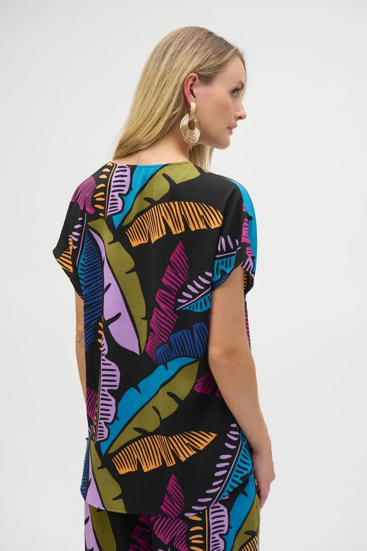 Joseph Ribkoff Gauze Tropical Print Boxy Top 252148 - Multi