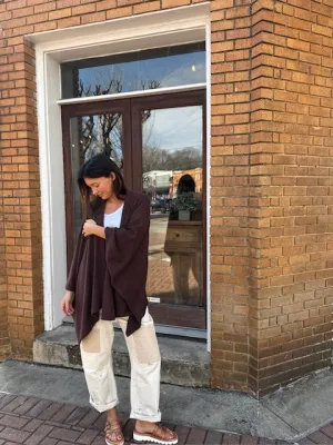 Knit Dolman Open Cardigan Chocolate Brown