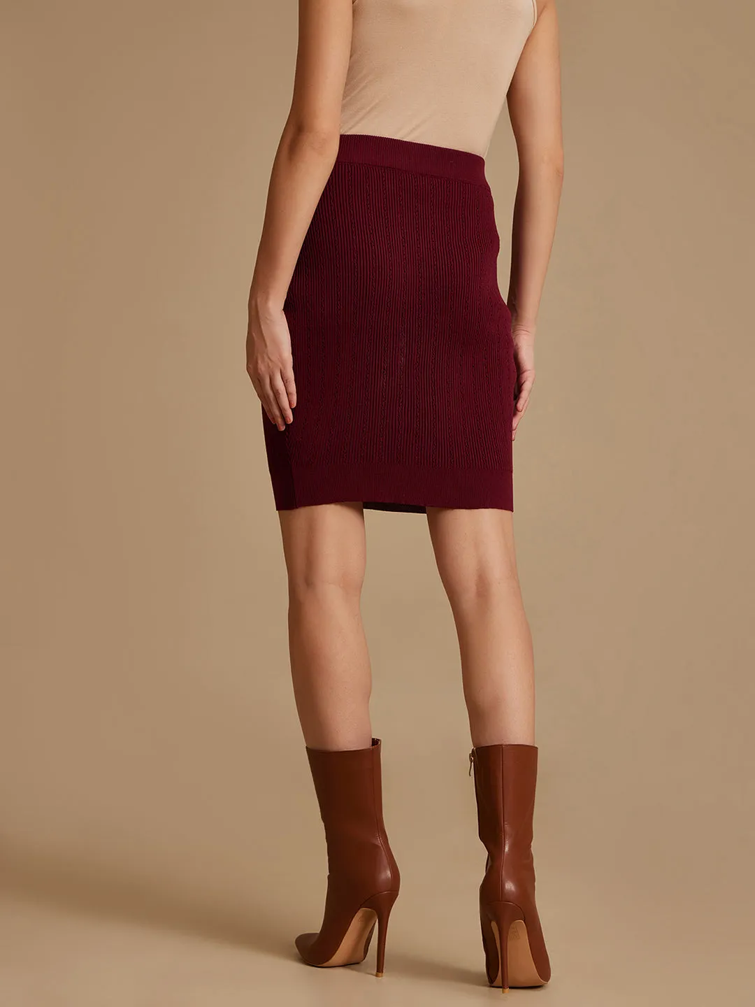 Knitted Mini Skirt With Buttons
