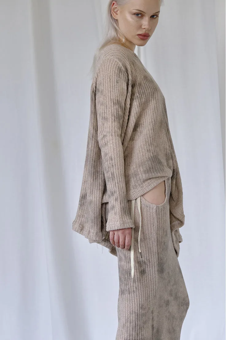 Knitted Sweater - Beige Dirty