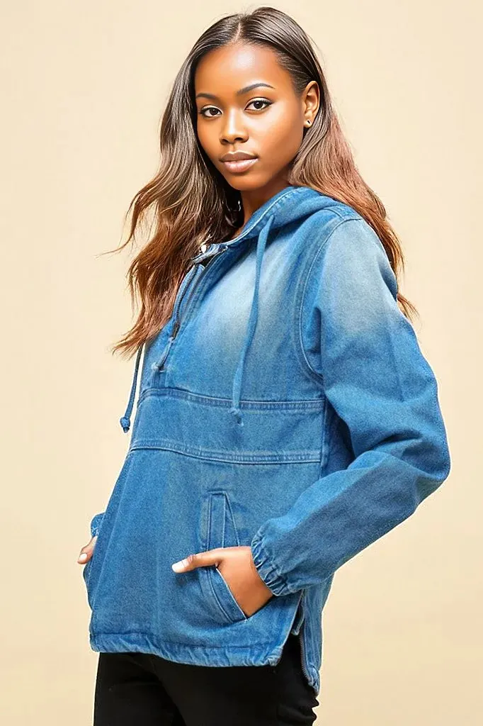Ladies Denim Jacket with Hoodies
