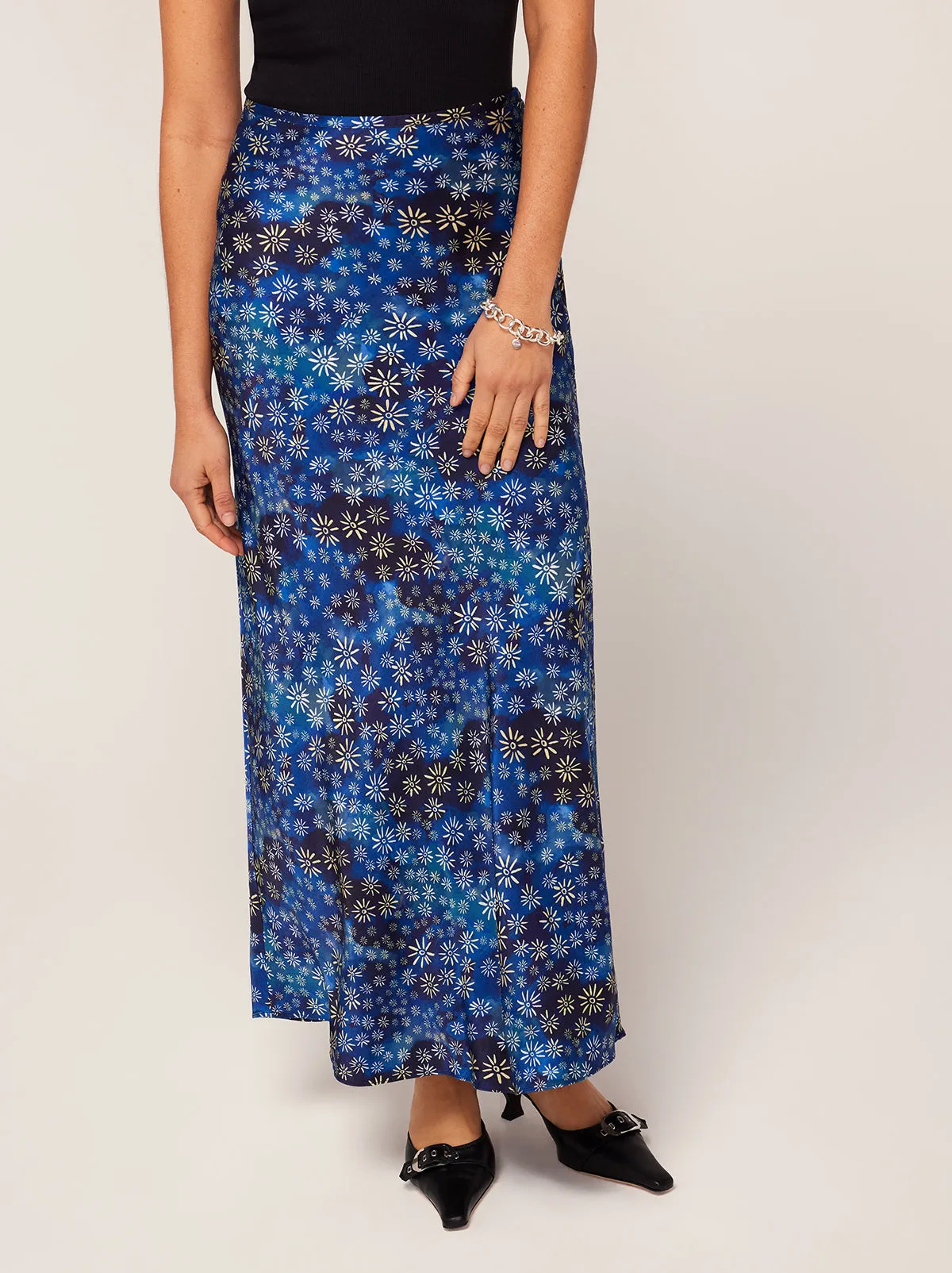 Layla Midnight Constellation Print Midi Skirt