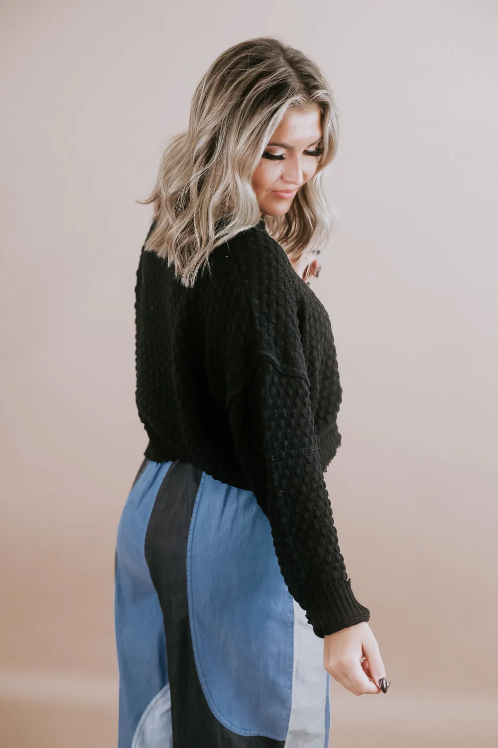 Leisure Time Long Sleeve Sweater, Black