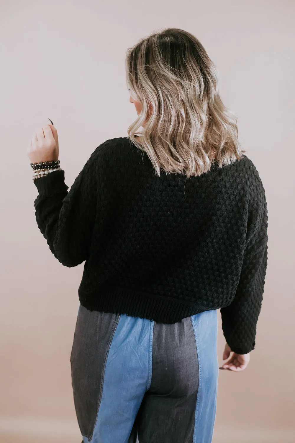 Leisure Time Long Sleeve Sweater, Black