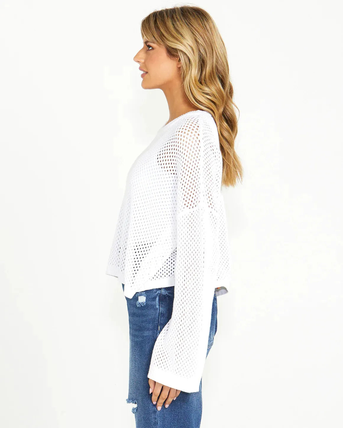 Lily Bell Sleeve Top - White