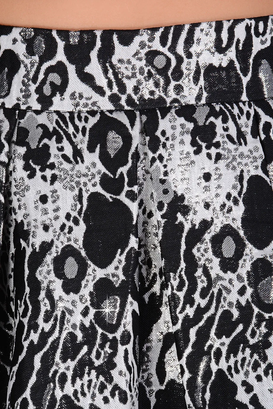 LONDON LENY Metallic Black White Full Skirt