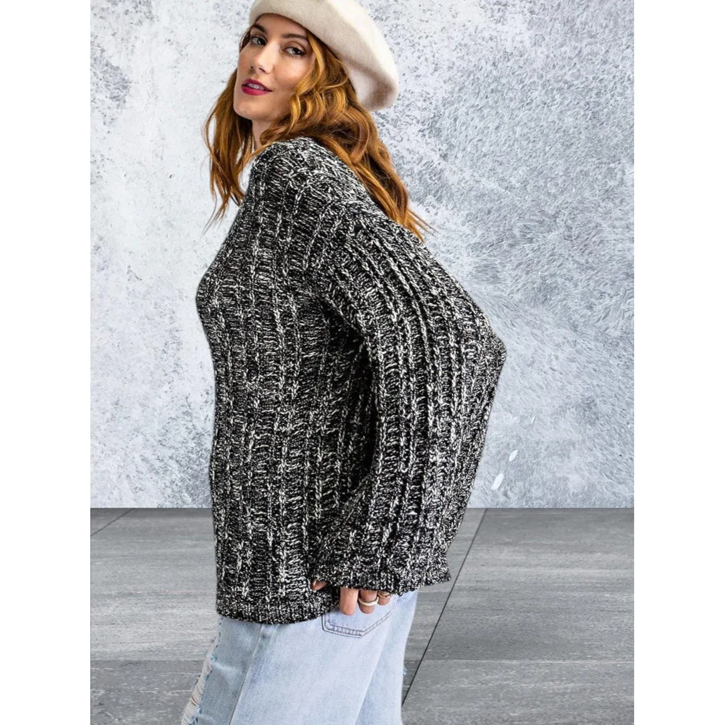 Long Sleeve Pullover Cozy Knitted Sweater
