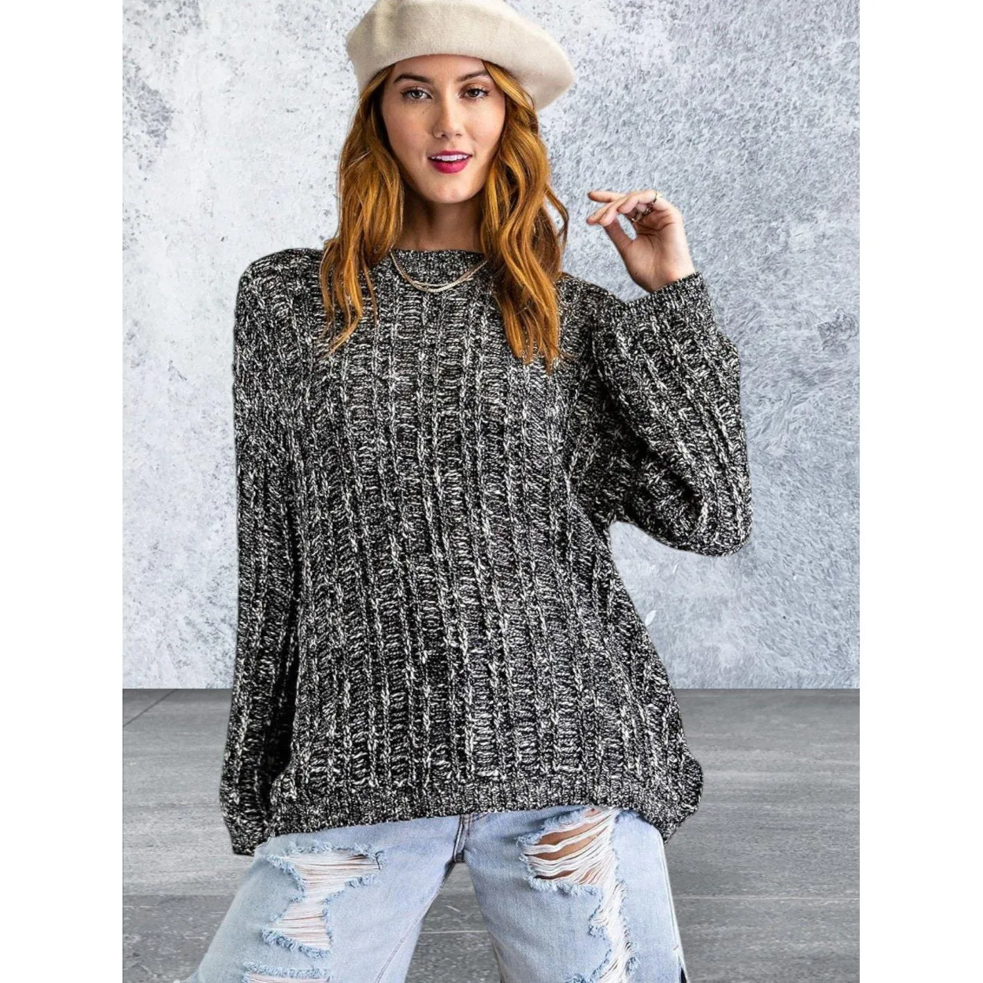 Long Sleeve Pullover Cozy Knitted Sweater