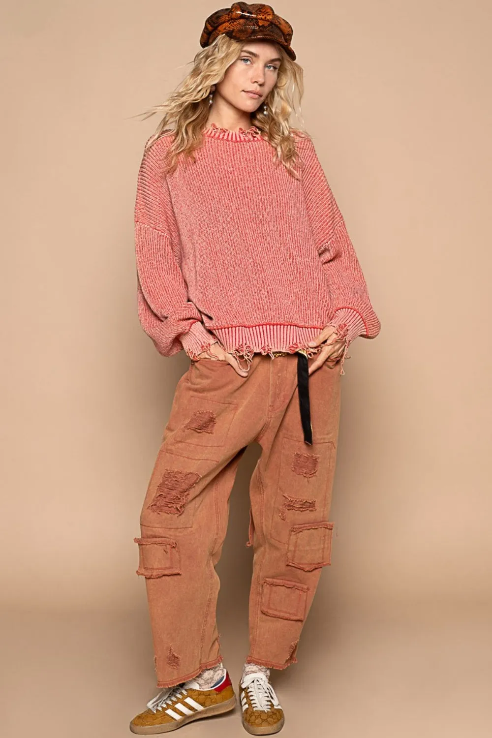 Maria Distressed Washed Sweater