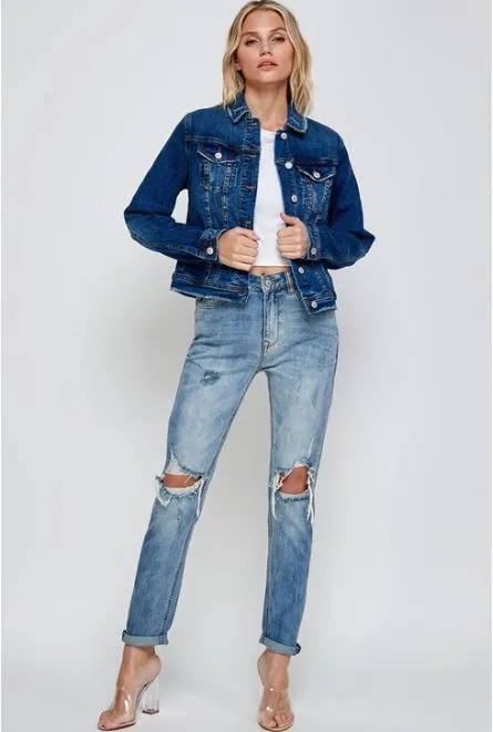 Medium Wash - Cropped Trucker Jacket