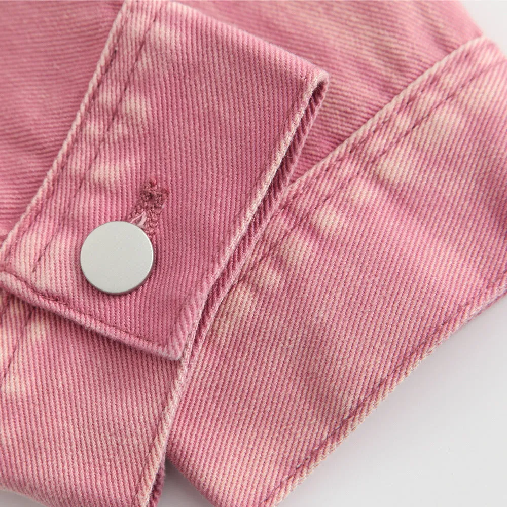 Men Denim Coat Jean Jackets Solid Color Denim Jacket Men's Loose Lapels Overalls Denim Jacket