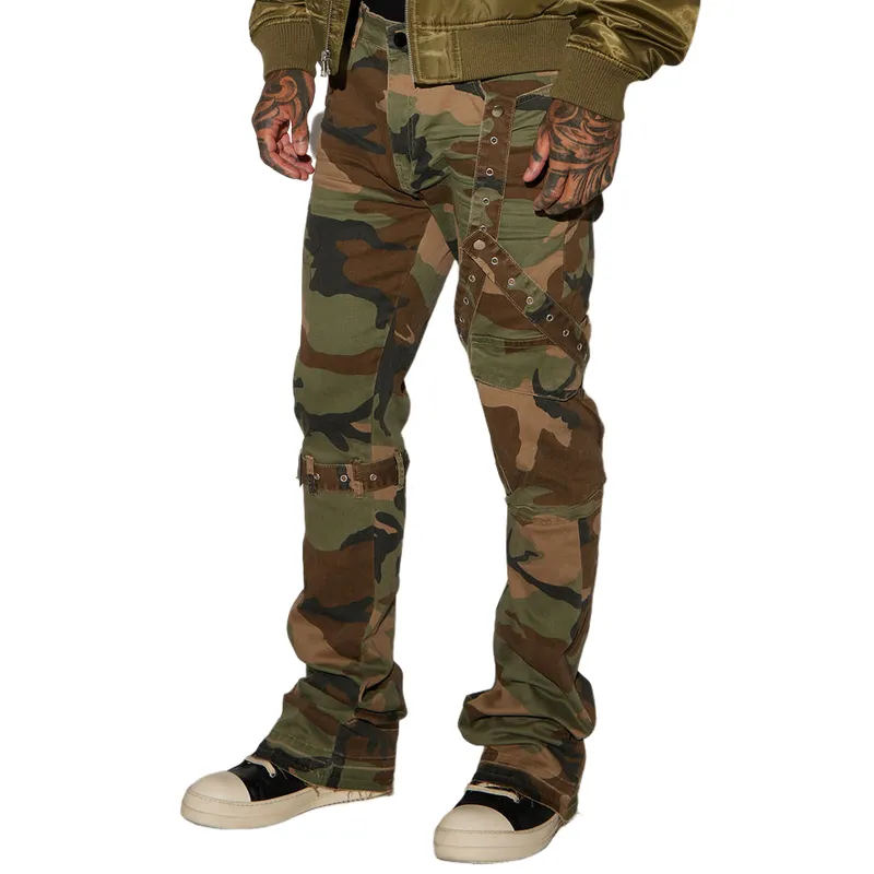 Men's Retro Fashion Multi-Pocket Camouflage Cargo Pants 65442939F