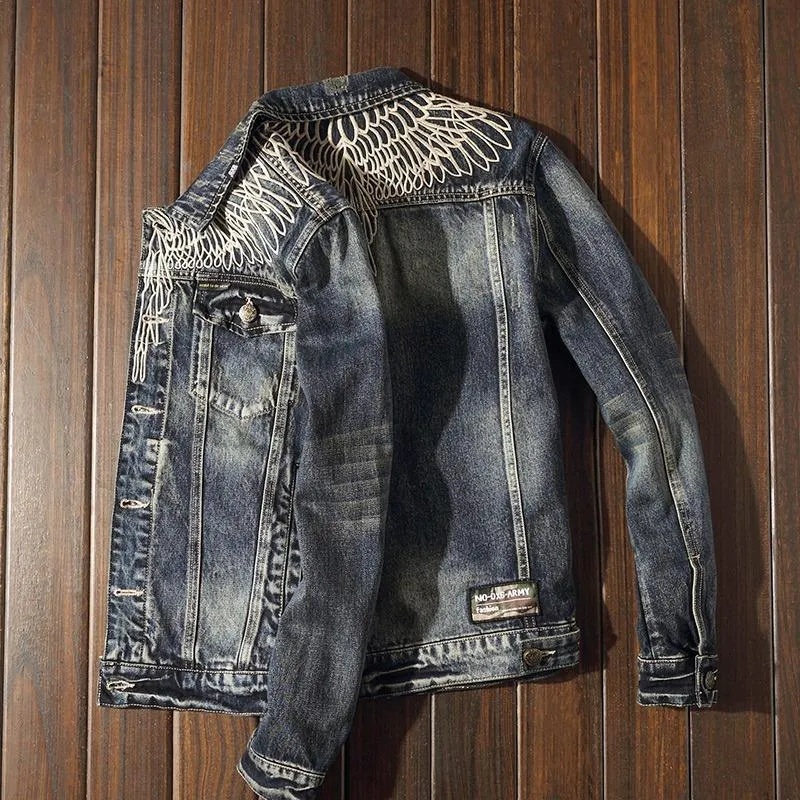 Men's Vintage Denim Embroidered Jacket 73423062U