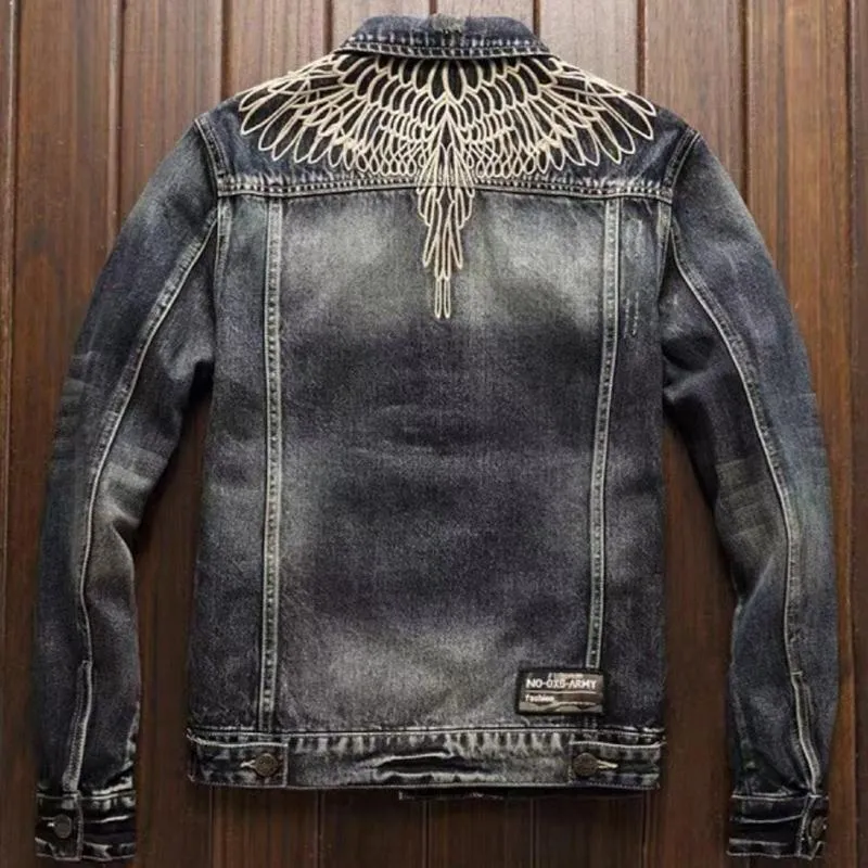 Men's Vintage Denim Embroidered Jacket 73423062U
