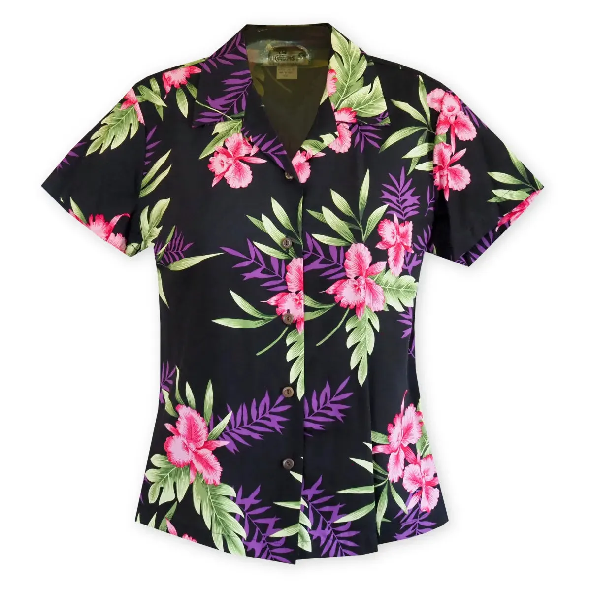 midnight black hawaiian lady blouse