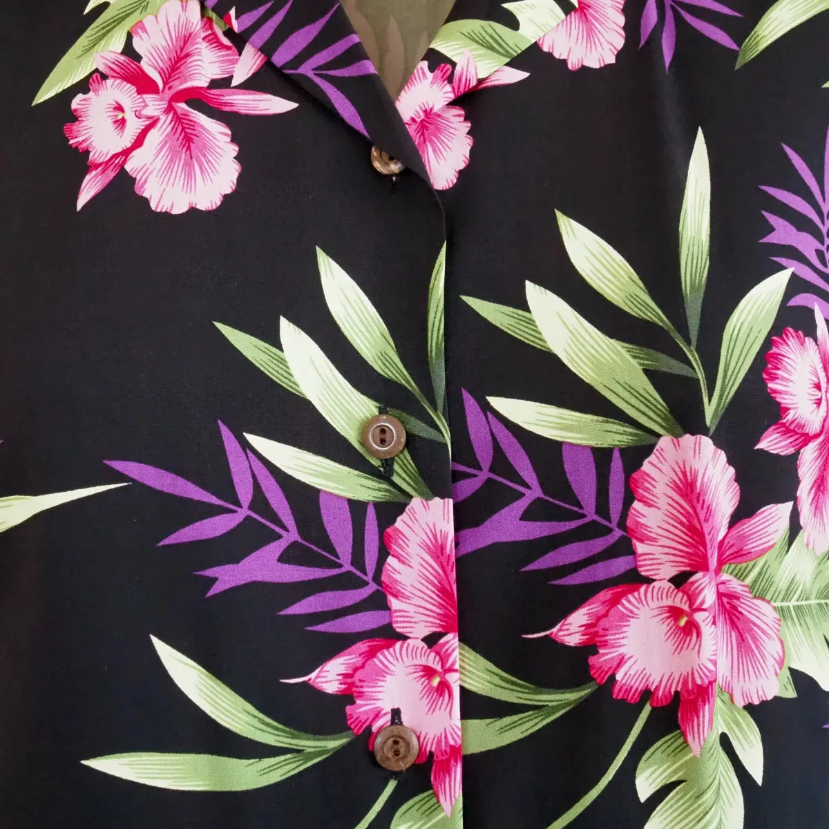 midnight black hawaiian lady blouse
