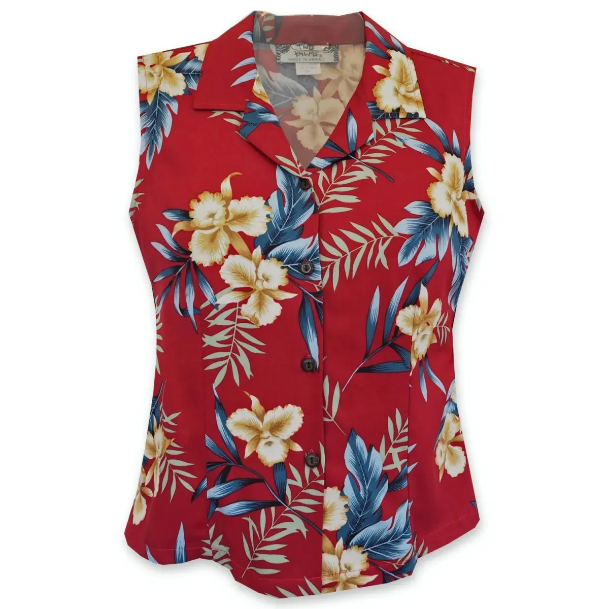 midnight red hawaiian sleeveless blouse