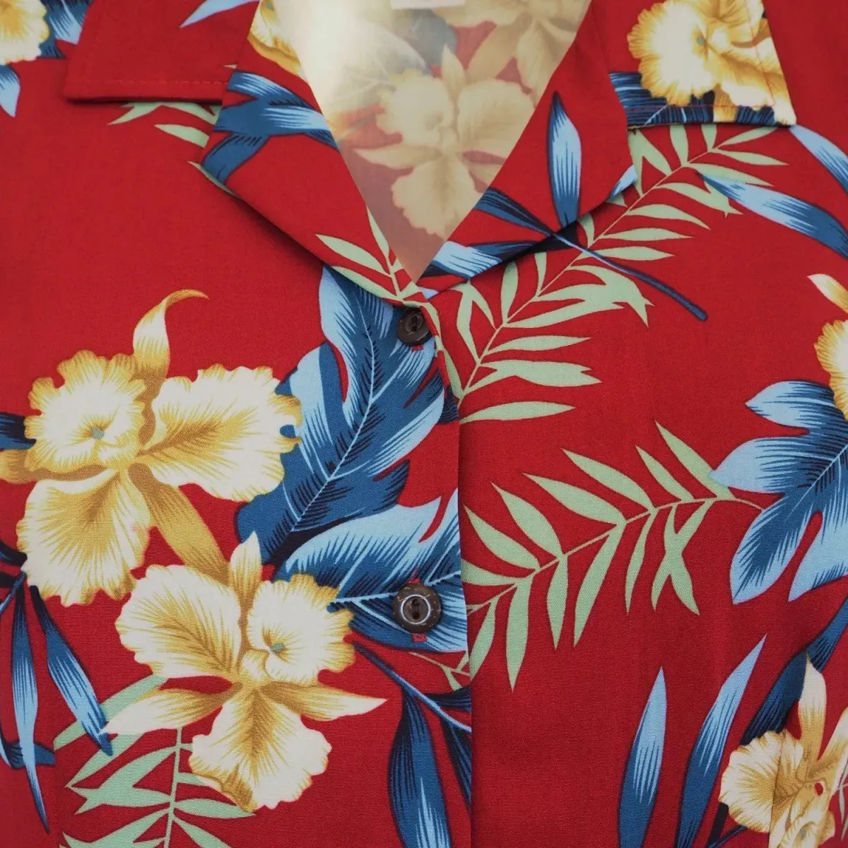 midnight red hawaiian sleeveless blouse