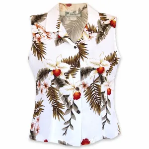 moon white hawaiian sleeveless blouse