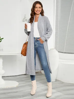 No Matter the Season Grey Ribbed Knit Cardigan Sweater