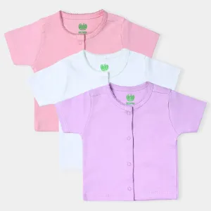 Pack Of 3 Infant Girls Cotton Interlock Cardigan-Mix