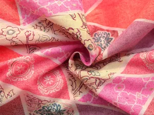 Pink Multicolor Lines Floral Pure Mul Mul Cotton Fabric