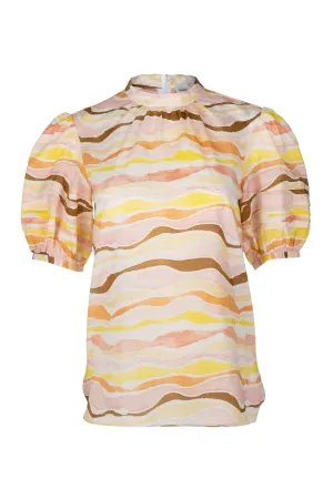 Pintuck Daisy Blouse - Blush Watercolor
