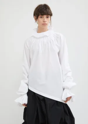 Pleated Collar Poplin Blouse