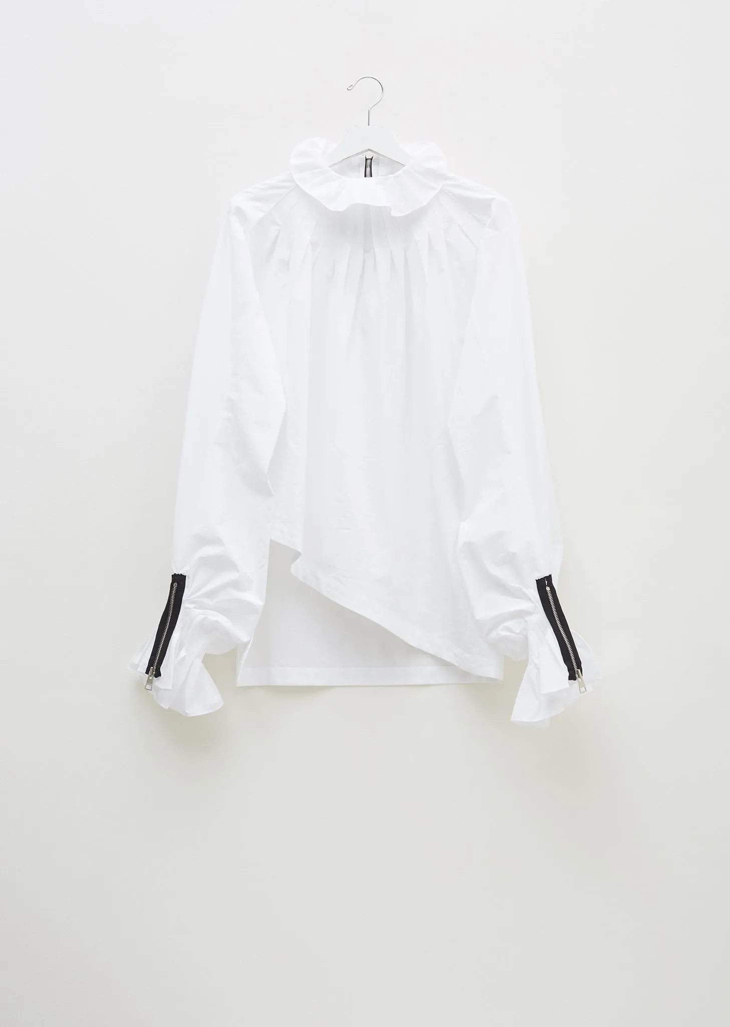Pleated Collar Poplin Blouse