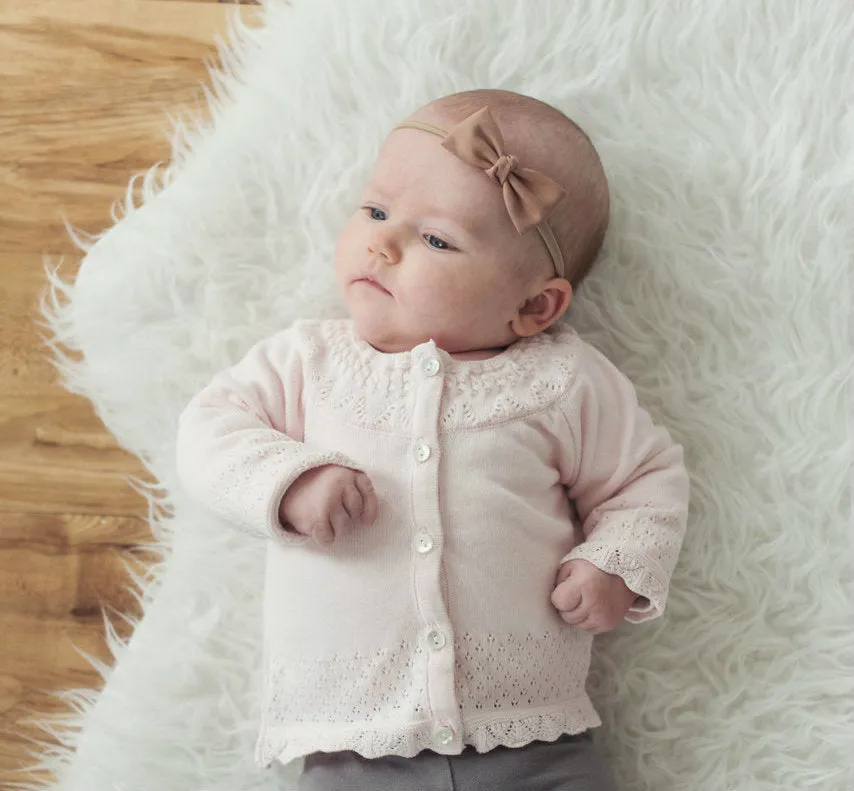 Pointelle Ruffle Knit Cardigan