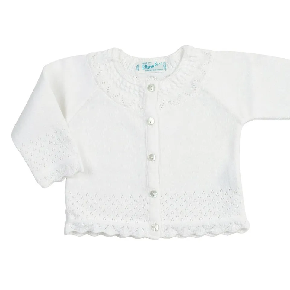 Pointelle Ruffle Knit Cardigan