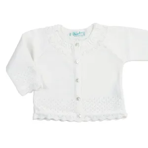 Pointelle Ruffle Knit Cardigan