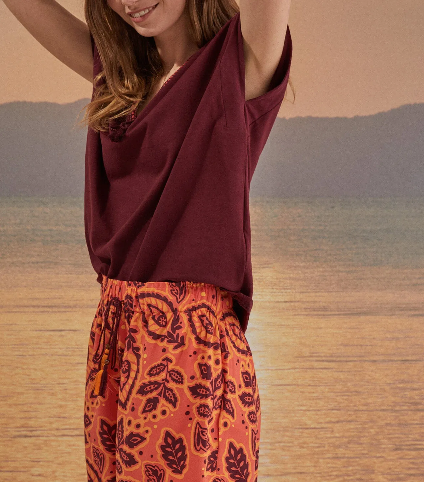 Printed Pyjama Shorts Orange