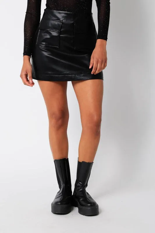 PU High Waisted Mini Skirt