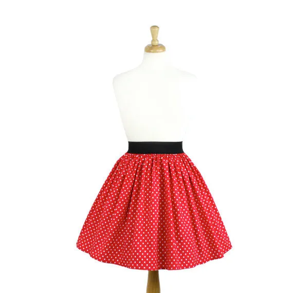 "Lindy" Red and White Polkadot Skirt