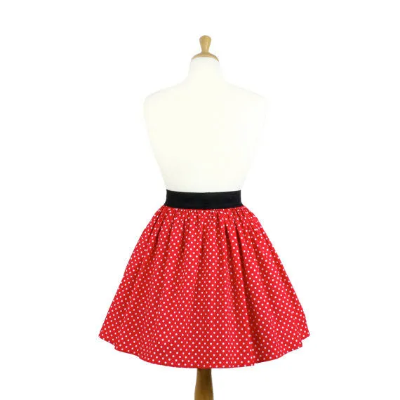 "Lindy" Red and White Polkadot Skirt