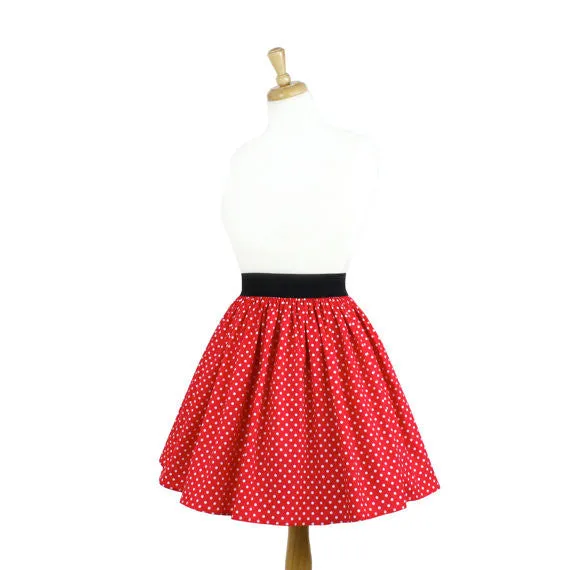 "Lindy" Red and White Polkadot Skirt