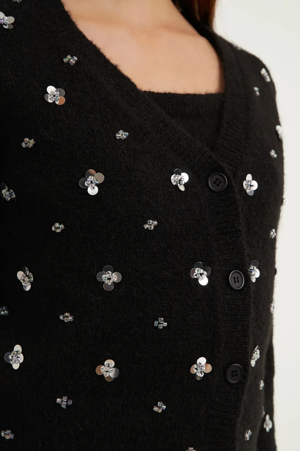 Sequin Embellished Cardigan