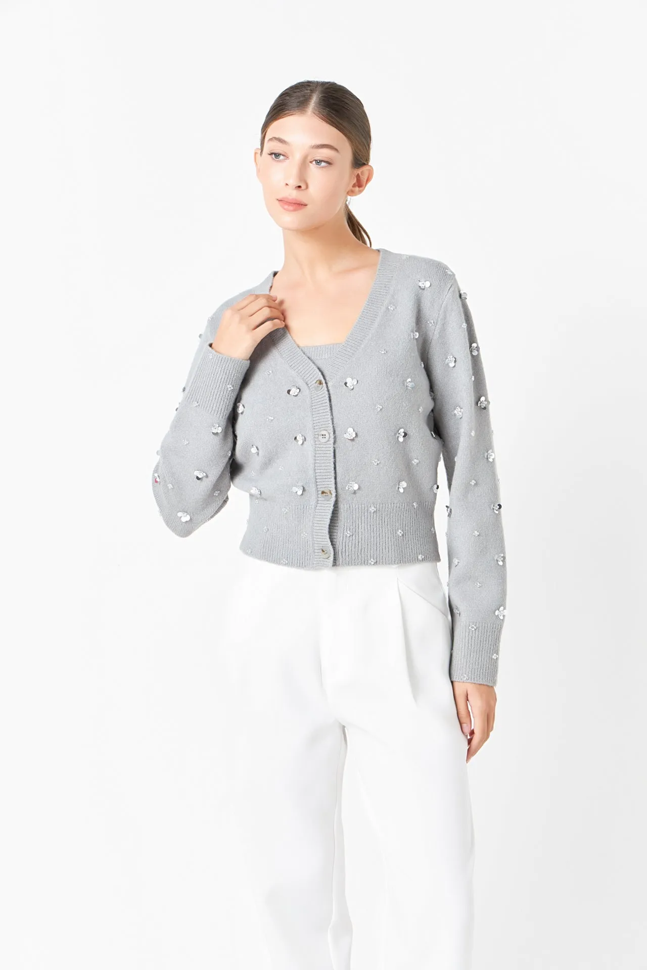 Sequin Embellished Cardigan