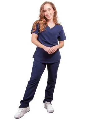 simply-scrubs Women's 8 pocket Cargo Set - Navy Blue