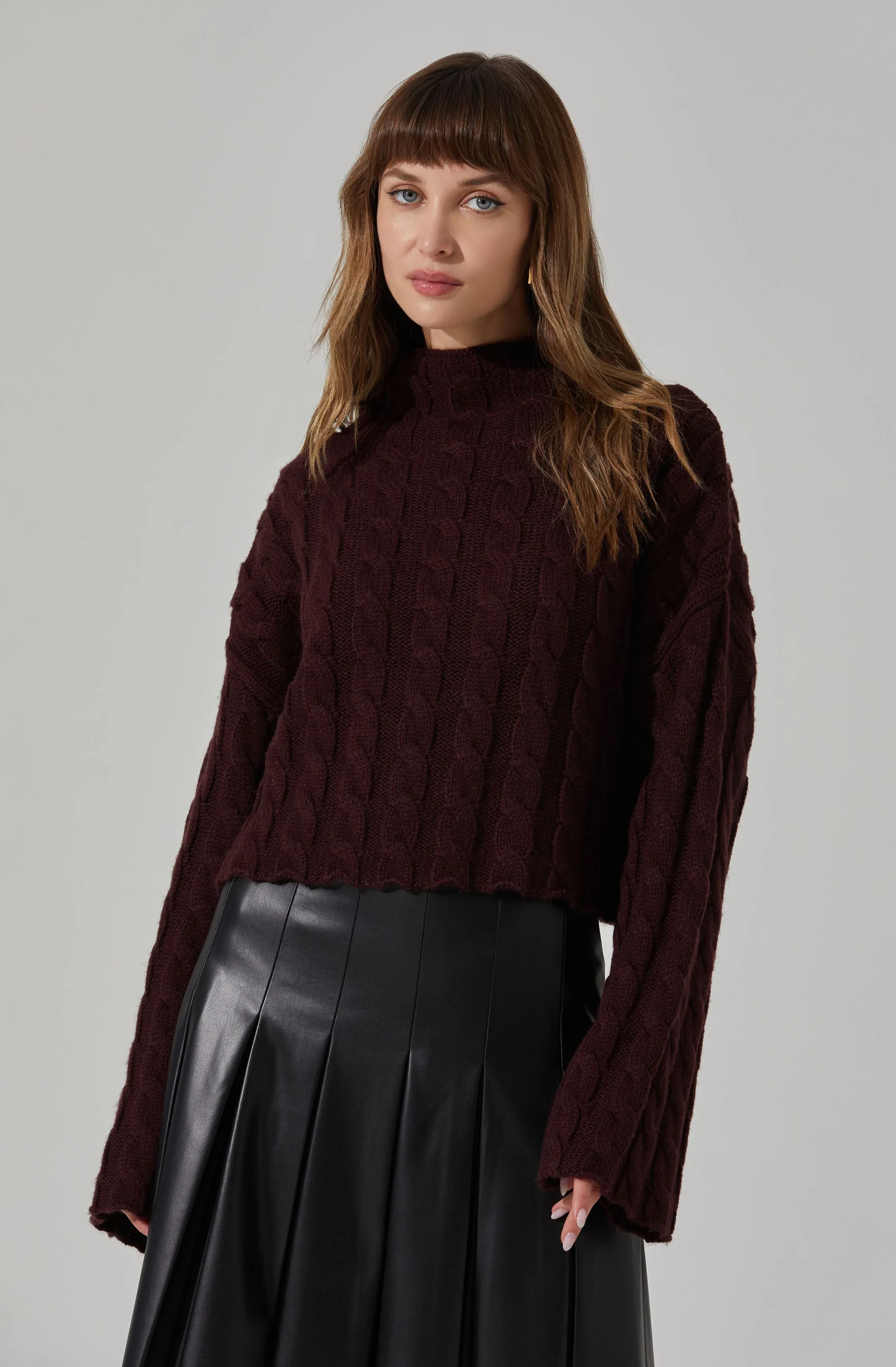 Sloan Cropped Cable Knit Sweater