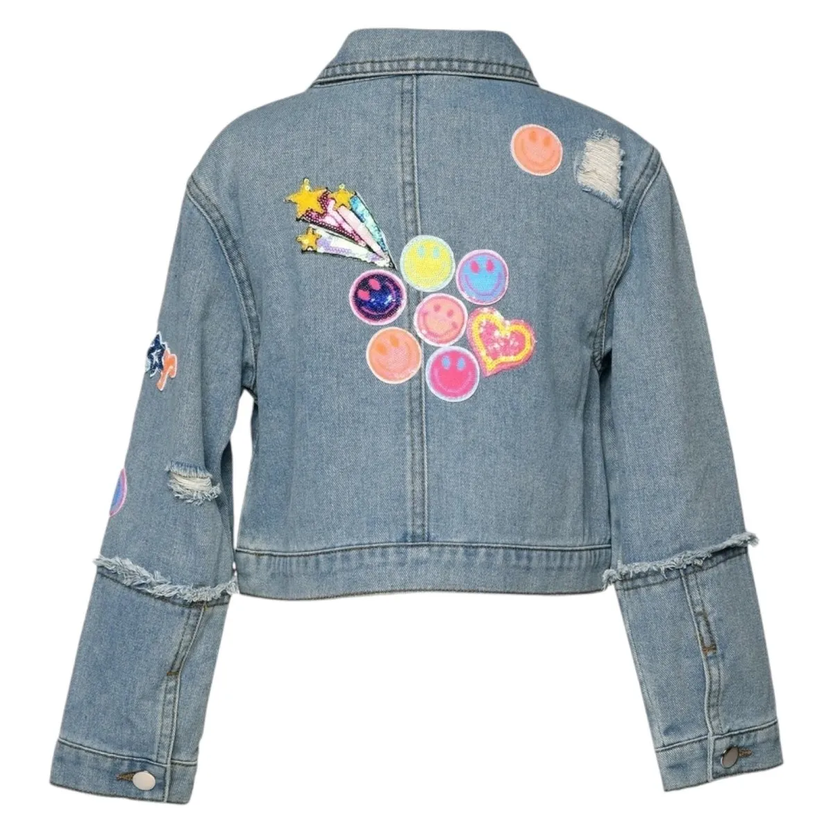 SMILEY FACE PATCHED DENIM JACKET