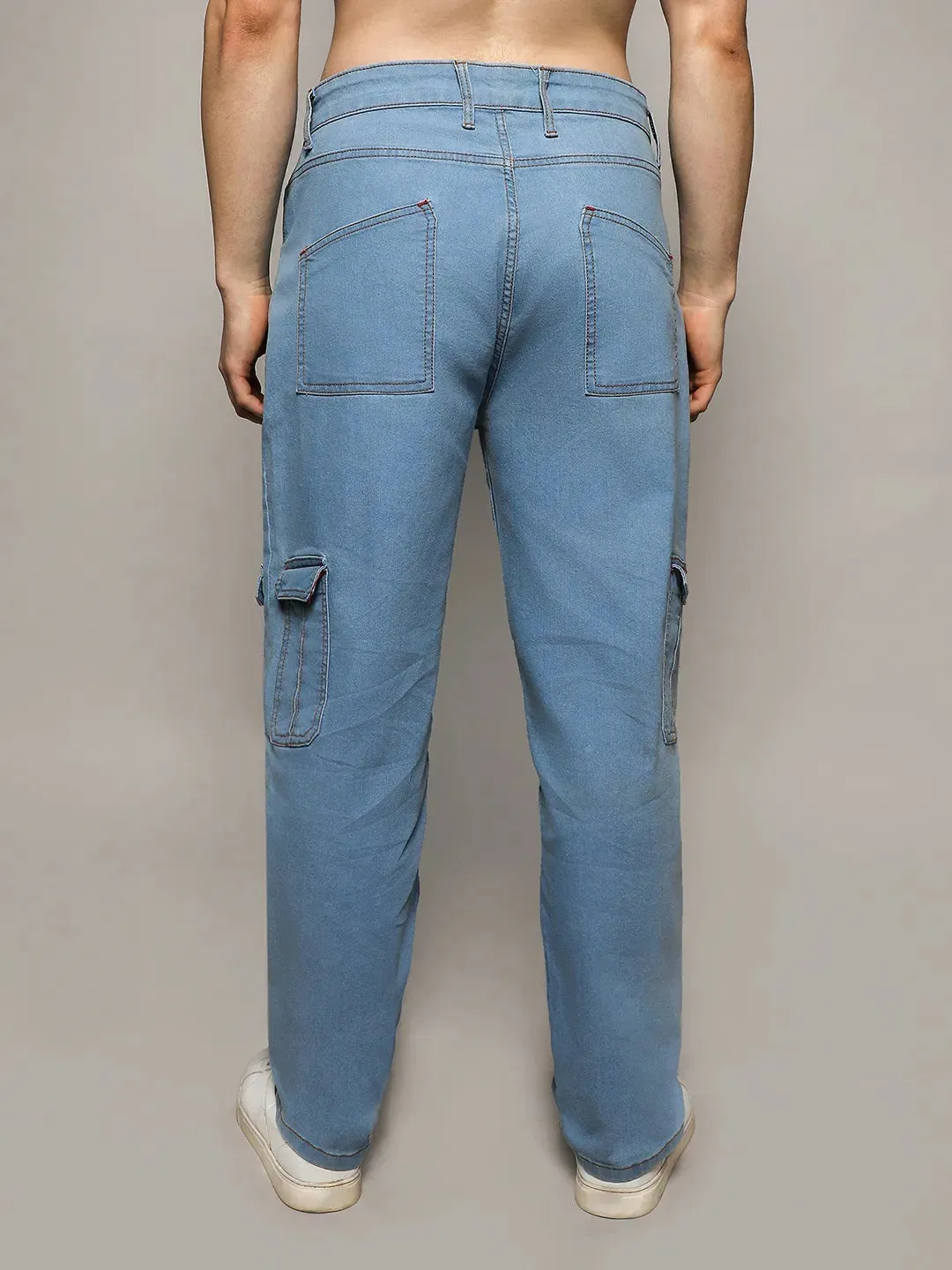 Straight Cargo Denim Jeans
