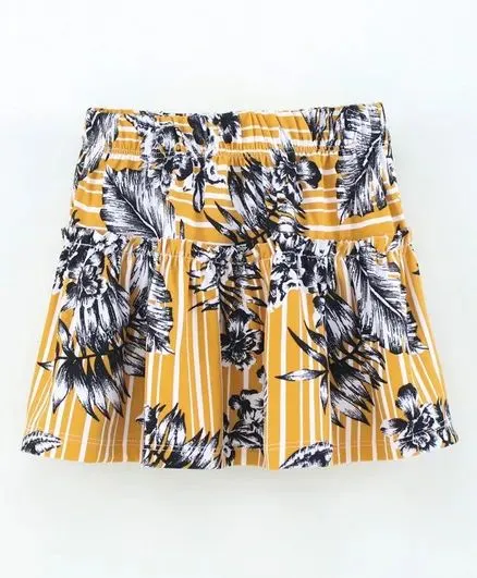 Striped Floral Printed Skirt