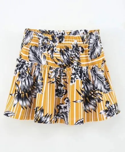 Striped Floral Printed Skirt