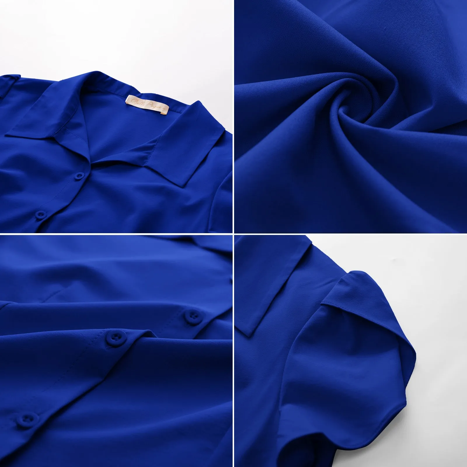 Summer Short Sleeve Button Down Blouse for Women V Neck Vintage Business Casual Shirts Tops