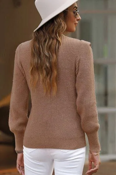 Susan Notched Long Sleeve Sweater